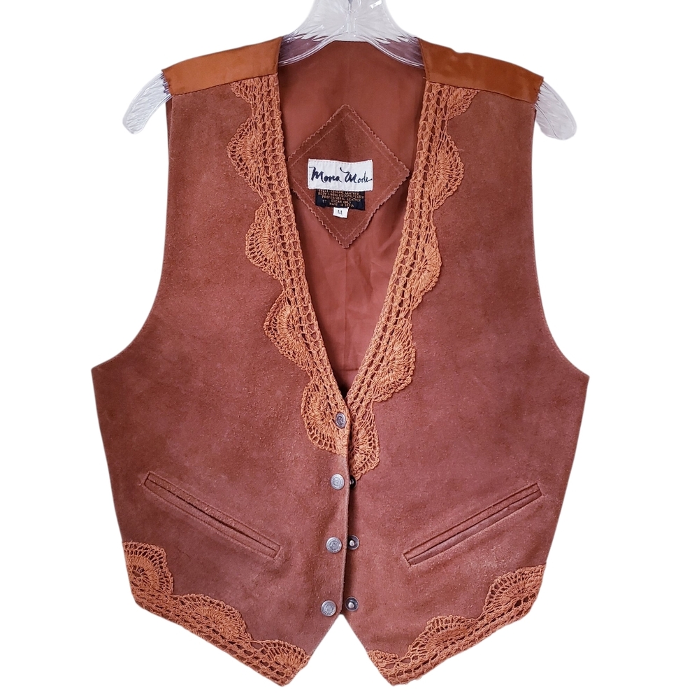 Vintage Mona Mode Tan Leather Vest